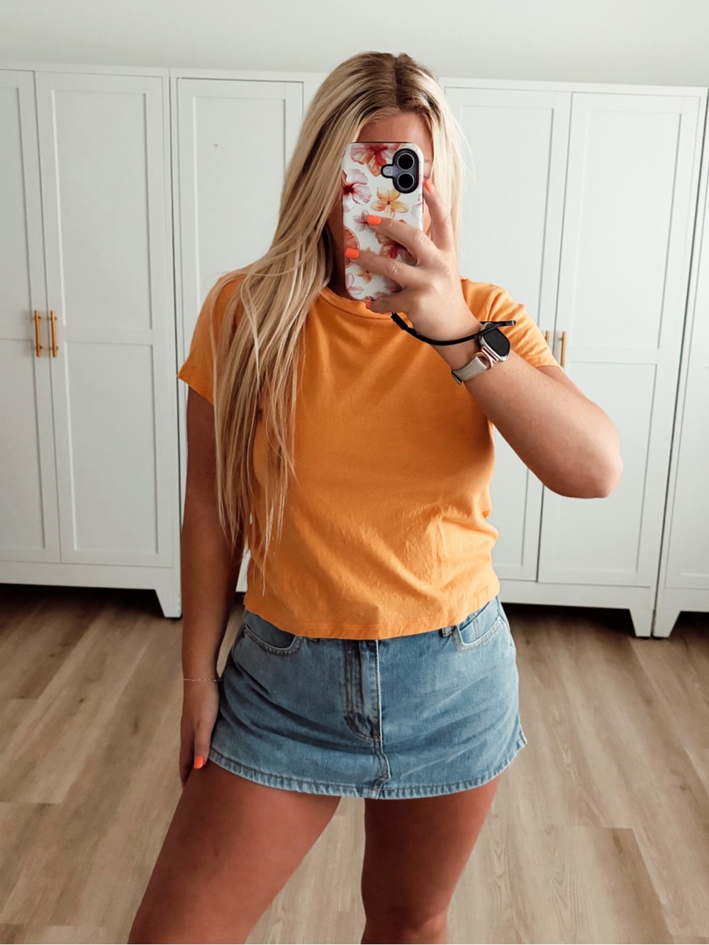 Orange basics fashion short sleeve t shirt